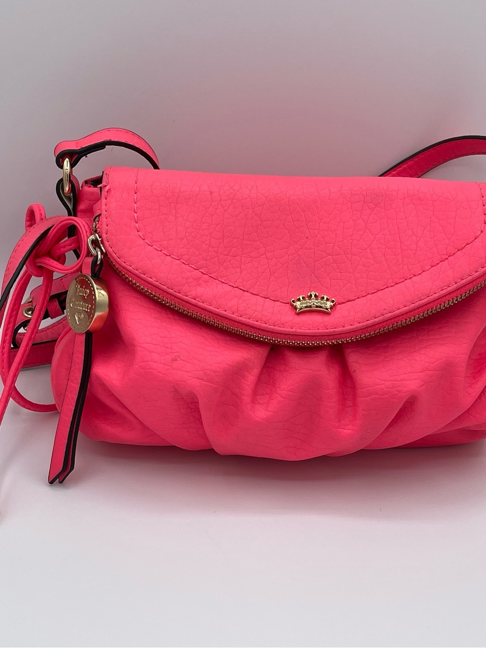 Juicy Couture Hot Pink Crown Charm Crossbody Bag